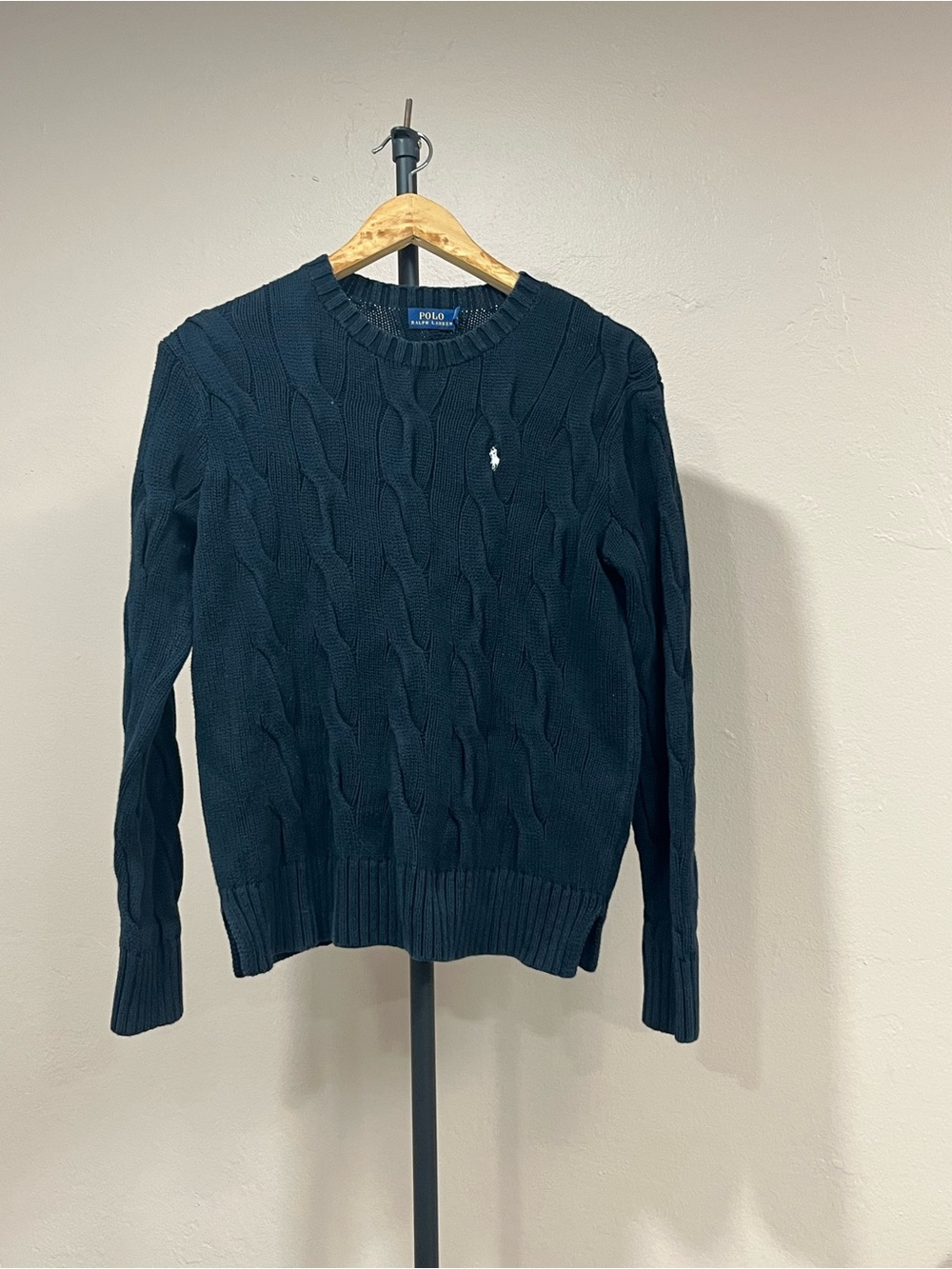 Polo Ralph Lauren black sweater & white horse knitted jumper size small